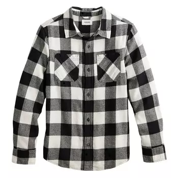 Рубашка Sonoma Goods For Life из супермягкой фланели с длинными рукавами для мальчиков 8–20 лет в цвете обычный и хаски, цвет Black Ivory Buffalo