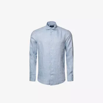 Рубашка современного кроя из льняного твила с длинными рукавами Eton, синий