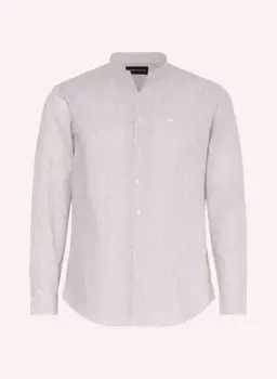 Рубашка современного кроя с льном Emporio Armani, коричневый