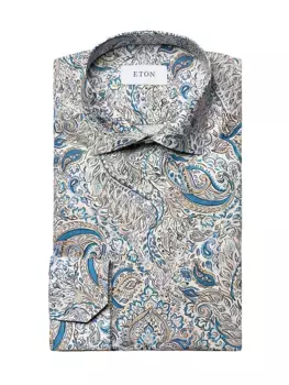 Рубашка современного кроя с пейсли Eton, синий