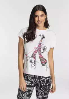 Рубашка Sportalm Kitzbhel с круглым вырезом и принтом спереди, белый