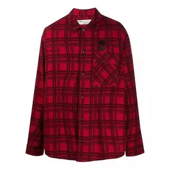 Рубашка ss20 back arrows sketch mens plaid shirts red black Off-White, красный