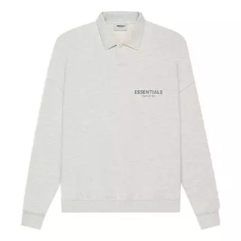 Рубашка ss21 long sleeve french terry polo shirt 'light heather oatmeal' Fear Of God Essentials, серый