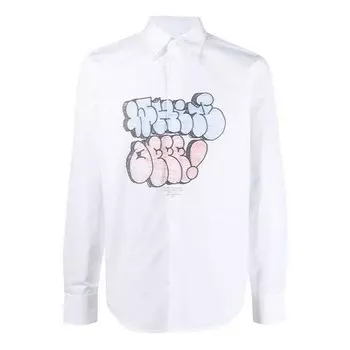 Рубашка ss21 pattern printing long sleeves shirt white Off-White, белый