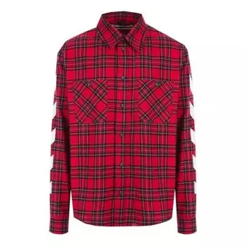 Рубашка ss21 plaid flannel long sleeves shirt loose fit red Off-White, красный