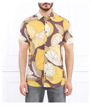 Рубашка ss eco rayon лимонный р Slim fit Guess Jeans, желтый