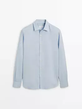 Рубашка стандартного кроя из 100% хлопка Massimo Dutti, голубой