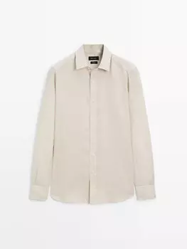 Рубашка стандартного кроя из 100% льна Massimo Dutti, бежевый