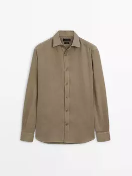 Рубашка стандартного кроя из 100% льна Massimo Dutti, зеленый