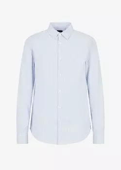 Рубашка стандартного кроя из хлопка, окрашенного в пряже Armani Exchange, лазурный
