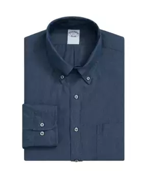 Рубашка стандартного кроя из хлопка шамбре с воротником поло на пуговицах Brooks Brothers, синий