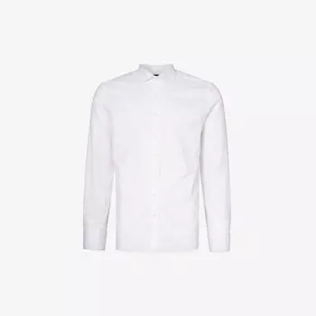 Рубашка стандартного кроя из хлопкового твила со складками и вырезом-воротником Oscar Jacobson, белый