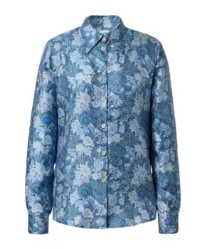 Рубашка стандартного кроя из шелкового твила Massimo Alba, синий