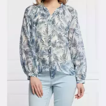 Рубашка стандартного кроя с лентой с добавлением шелка Marella, синий