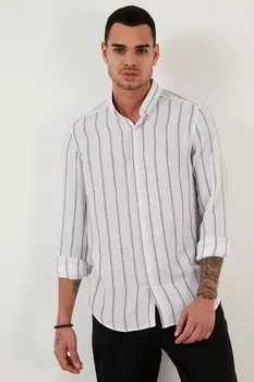 Рубашка стандартного кроя в хлопковую полоску с воротником на пуговицах CF21S112480 Buratti, белый
