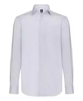 Рубашка стандартного кроя в клетку из хлопка и тенселя Boggi Milano, синий