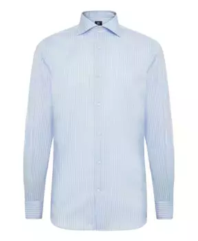 Рубашка стандартного кроя в полоску из хлопкового твила Boggi Milano, синий