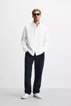 Рубашка стандартного кроя ZARA, устрично-белый