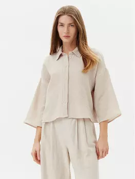 Рубашка стандартного покроя Natali 10279685 Vero Moda, бежевый
