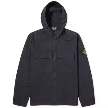 Рубашка Stone Island Brushed Cotton Canvas Hooded Overshirt, темно-синий