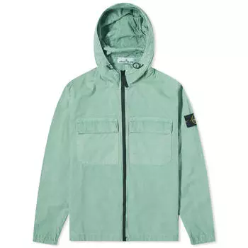 Рубашка Stone Island Brushed Cotton Canvas Hooded Overshirt, цвет Light Green