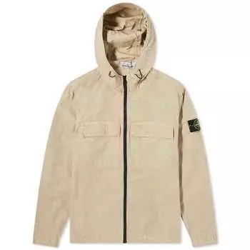 Рубашка Stone Island Brushed Cotton Canvas Hooded Overshirt, песочный
