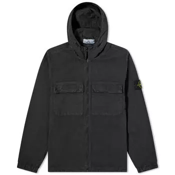 Рубашка Stone Island Brushed Cotton Canvas Hooded Overshirt, черный