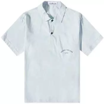 Рубашка Stone Island Marina Chalk Plating Short Sleeve, голубой