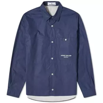 Рубашка Stone Island Marina Cotton Canvas Shorts Sleeve, темно-синий