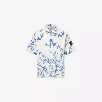 Рубашка Stone Island с накладными карманами, белый / синий