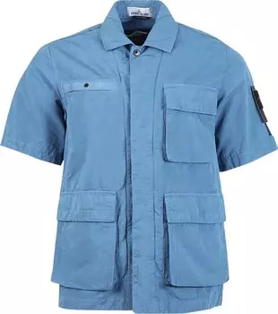Рубашка Stone Island Short-Sleeve Shirt Jacket 'Mid Blue', синий