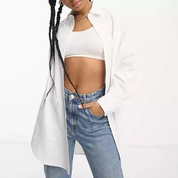 Рубашка Stradivarius Oversized Cotton, белый