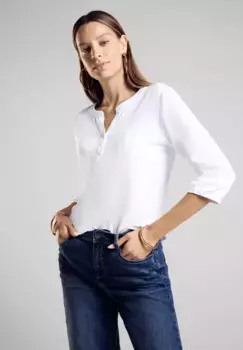 Рубашка STREET ONE с рукавом 3/4 из чистого хлопка, белый