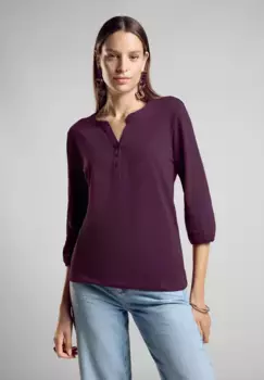 Рубашка STREET ONE с рукавом 3/4 из чистого хлопка, фиолетовый