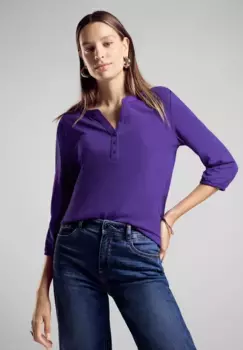 Рубашка STREET ONE с рукавом 3/4 из чистого хлопка, цвет Deep Lilac