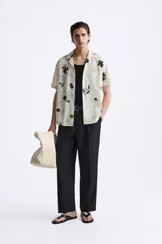 Рубашка стрейч ZARA, белый