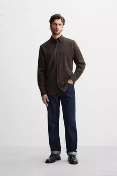 Рубашка стрейч ZARA, цвет Chocolate