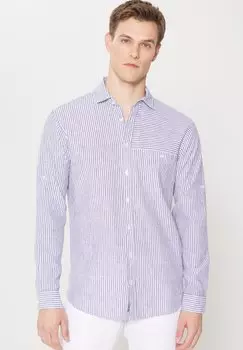 Рубашка Stripe AC&CO / ALTINYILDIZ CLASSICS, темно-синяя белая