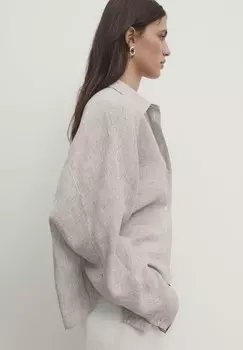 Рубашка Striped Cropped Massimo Dutti, коричневая