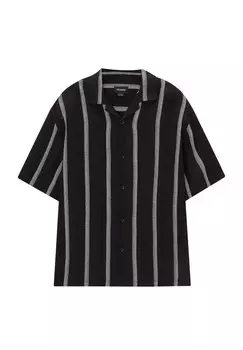 Рубашка STRIPED SHORT SLEEVE PULL&BEAR, черный