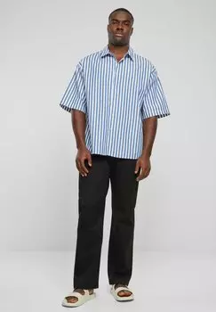 Рубашка Striped Short Sleeve Urban Classics, бело-синяя