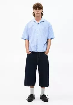 Рубашка STRIPED WITH EMBROIDERY PULL&BEAR, светло-голубой