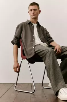 Рубашка структурированного кроя стандартной посадки H&M, зеленый