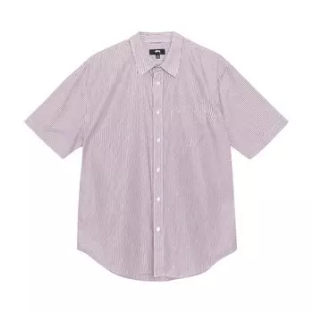 Рубашка Stussy 8 Ball Stripe Boxy Short-Sleeve Shirt, бордовый