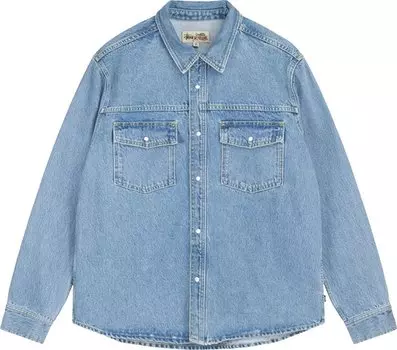 Рубашка Stussy Boxy Western Denim Shirt 'Light Blue', синий