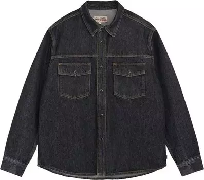 Рубашка Stussy Boxy Western Denim Shirt 'Washed Black', черный