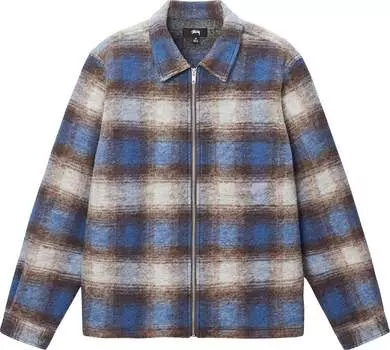 Рубашка Stussy Brushed Wool Plaid Zip 'Blue', разноцветный
