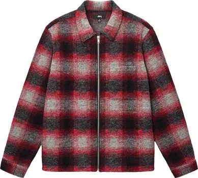 Рубашка Stussy Brushed Wool Plaid Zip 'Red', разноцветный