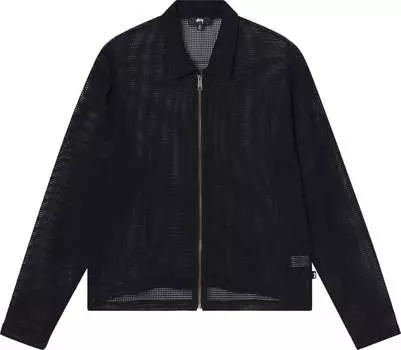 Рубашка Stussy Cotton Mesh Zip Long-Sleeve Shirt 'Black', черный