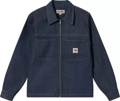 Рубашка Stussy Denim Zip Up Work Shirt 'Indigo', синий